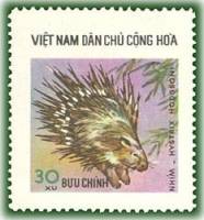 (1976-014) Марка Вьетнам "Малайский дикобраз"   Дикие животные III Θ