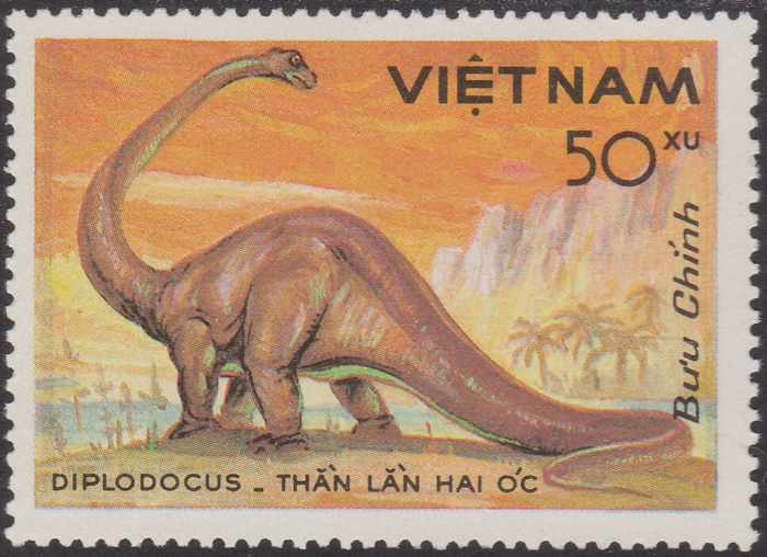 (1984-091a) Марка Вьетнам &quot;Диплодок&quot;  Без перфорации  Доисторические животные III Θ