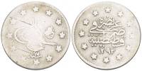 (1882) Монета Турция (Османская империя) 1882 год 2 куруша "Абдул Хамид II"  Серебро Ag 830  F