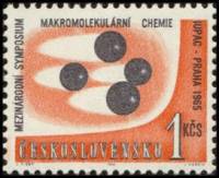 (1965-064) Марка Чехословакия "Молекулы"    Международный симпозиум по Макромолекулярной химии II O