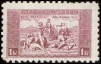 (1934-010a) Марка Чехословакия "Бумага плотная"    100-летие Чешского национального гимна III O