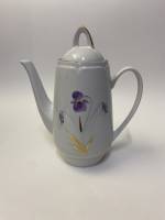 Кофейник чайник Фиалки Рига СССР фарфор высота 21 см 