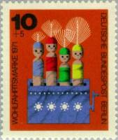 (1971-034) Марка Германия (ФРГ) "Движущиеся фигурки"    Старые игрушки III O
