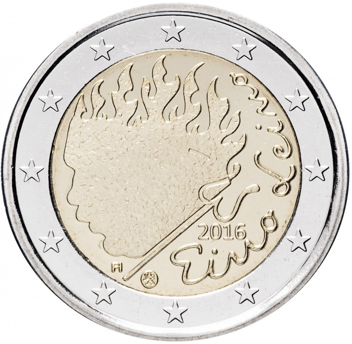 (020) Монета Финляндия 2016 год 2 евро &quot;Эйно Лейно&quot;  Биметалл  UNC