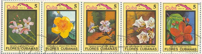 (1983-079c) Сцепка (5 м) Куба &quot;Цветы&quot;    Цветы III Θ