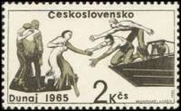 (1965-066) Марка Чехословакия "Люди на лодке"    Пострадавшие от наводнений II Θ