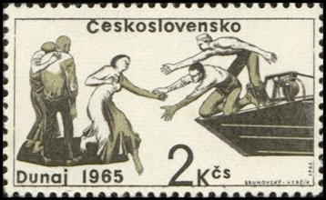 (1965-066) Марка Чехословакия &quot;Люди на лодке&quot;    Пострадавшие от наводнений II Θ