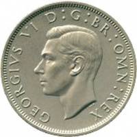 () Монета Великобритания 1949 год 1/2 кроны "Георг VI"  Медь-Никель  UNC