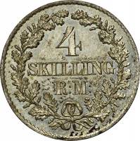 (№1867km775) Монета Дания 1867 год 4 Skilling