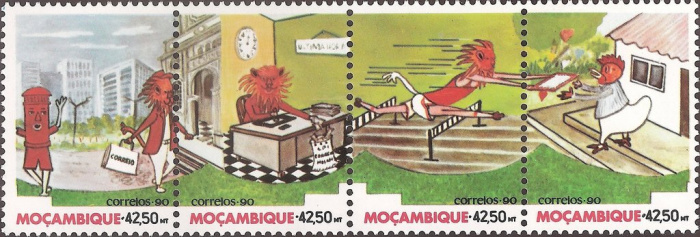 (№1990-1221) Лист марок Мозамбик 1990 год &quot;Комиксы&quot;, Гашеный