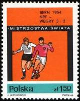 (1966-017) Марка Польша "Берн 1954"   Чемпионат мира по футболу I Θ