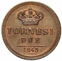 (№1838km374) Монета Италия 1838 год 2 Tornesi