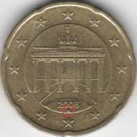 (2006) Монета Германия  2006 год 20 центов  1. Старая карта ЕС. Двор A  VF