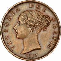 () Монета Великобритания 1838 год 1/2 пенни "Королева Виктория"  Медь  VF