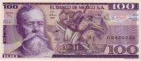 (1982) Банкнота Мексика 1982 год 100 песо "Венустиано Карранса"   UNC