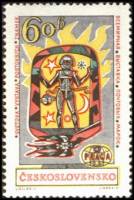 (1962-042) Марка Чехословакия "Космонавт"    Всемирная выставка почтовых марок Прага-62 II O
