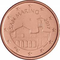 (№2017) Монета Сан-Марино 2017 год 5 Euro Cent