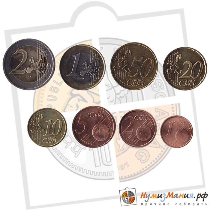 (2005) Набор монет Евро Ирландия 2005 год   UNC