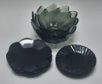 Набор 2 розетки 7 блюдцев цветное стекло (сост на фото)