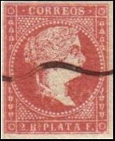 (№3) Марка Куба 1855 год "Королева Изабелла II", Негашеная