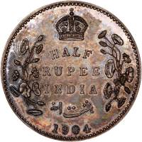 (№1904km507) Монета Индия 1904 год frac12; Rupee