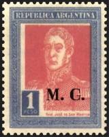 (№1925-297) Марка из набора Аргентина 1925 год "Joseacute Франциско ovpt де Martiacuten 17781850 ldq