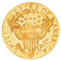 (1804, 13 звезд на о\с) Монета США 1804 год 2,5 полдоллара  1. Профиль в правую сторону Золото Au 91