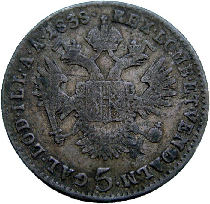  Монета Австро-Венгрия 1837 год 5     Биметалл (Серебро - Ниобиум)  UNC