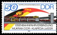 (1986-070) Марка Германия (ГДР) "Паромный мост"    Открытие ЖД Мукура-Клайпеда II Θ