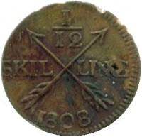 (№1802km563) Монета Швеция 1802 год 1/12 Skilling