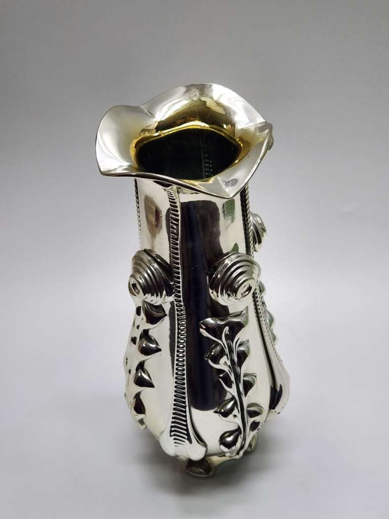 Ваза стекло гутная техника серебрение 36 см