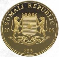 () Монета Сомали 2005 год 25  ""   Биметалл (Платина - Золото)  AU