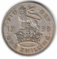 (1950) Монета Великобритания 1950 год 1 шиллинг "Георг VI"  Английский герб Медь-Никель  XF