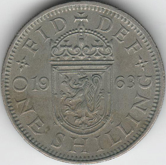 (1963) Монета Великобритания 1963 год 1 шиллинг &quot;Елизавета II&quot;  Шотландский герб Медь-Никель  XF