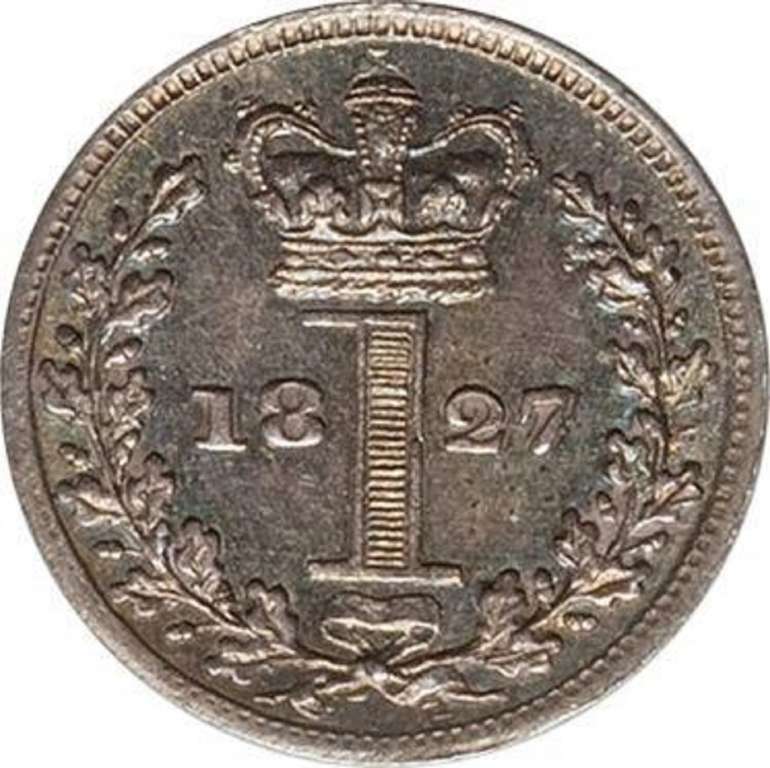 (1827) Монета Монди Великобритания 1827 год 1 пенни &quot;Георг IV&quot;  Серебро Ag 925  UNC