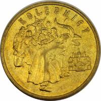 047 Монета Польша 2001 год 2 злотых Коляда  Латунь  UNC