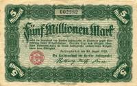 (№1923) Банкнота Германия 1923 год "5,000,000 Mark"