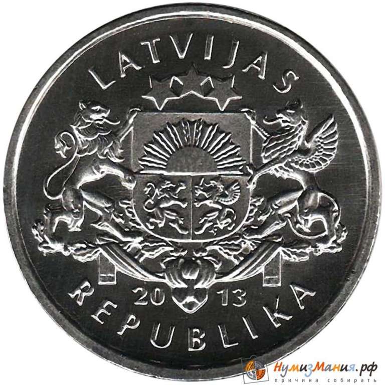 (24) Монета Латвия 2013 год 1 лат &quot;Гусли&quot;  Медь-Никель  UNC