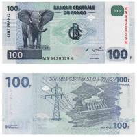 2000 Банкнота Дем Республика Конго 2000 год 100 франков Слон   UNC