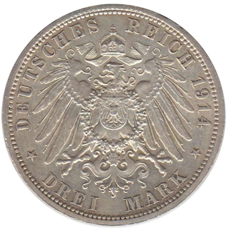 () Монета Германия (Империя) 1914 год   &quot;&quot;   Серебро (Ag)  XF