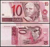 (1997) Банкнота Бразилия 1997 год 10 реалов "Республика"   XF
