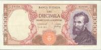 (№1966P-97c) Банкнота Италия 1966 год "10,000 Lire" (Подписи: Carli - Febbraio Stampa: Officina dell
