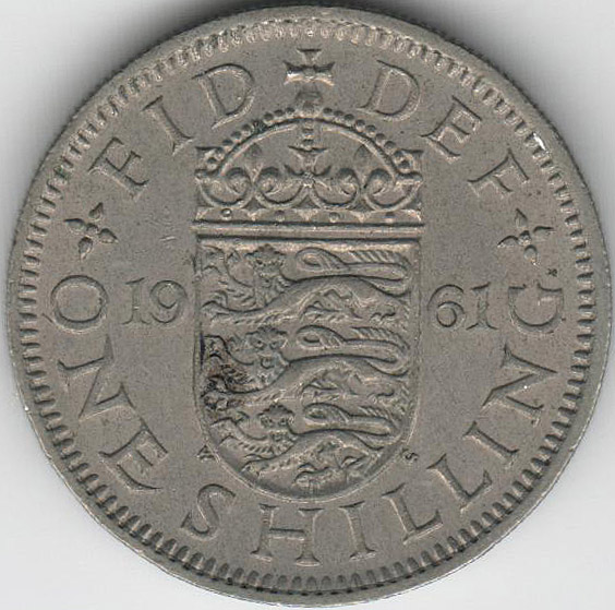 (1961) Монета Великобритания 1961 год 1 шиллинг &quot;Елизавета II&quot;  Английский герб Медь-Никель  XF