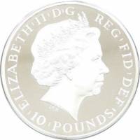 (№2015) Монета Великобритания 2015 год 10 Pounds (Год овцы - серебро)