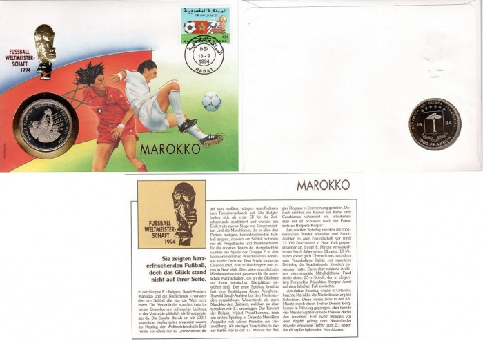 (1994) Монета Экваториальная Гвинея 1994 год 1000 франков КФА &quot;ЧМ по Футболу США 1994&quot;  Медь-Никель 
