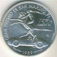 () Монета Сан-Марино 1989 год 500 лир ""  Биметалл (Серебро - Ниобиум)  UNC