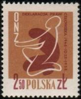 (1958-034) Марка Польша "Фигура человека"   10 лет Всеобщей Декларации прав человека II Θ