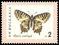(1962-061) Марка Болгария "Пестрокрыльница" Перф лин 11   Бабочки I Θ