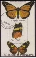 (№1992-295) Блок марок Сан-Томе и Принсипи 1992 год "Мотылек-афином Peridromia", Гашеный