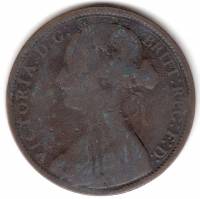 (1864) Монета Великобритания 1864 год 1 пенни "Королева Виктория"  Бронза  VF